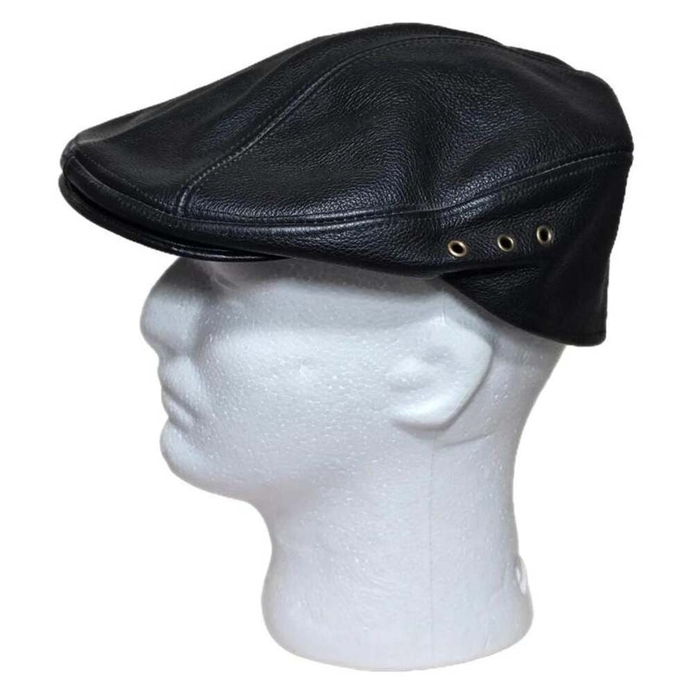 New York Hat Co. Black Genuine Leather Driver Cap